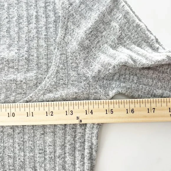 Reformation Lemon Grey Long sleeve Front Slit Round Neck Ribbed Dress  M NWT - Picture 10 of 12